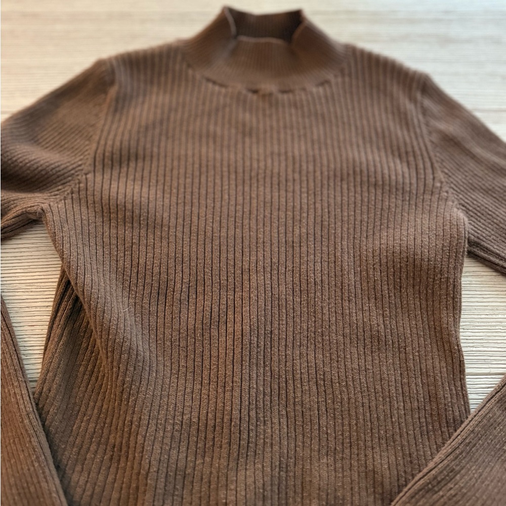 John Galt Chocolate Ribbed Knit Sweater Top